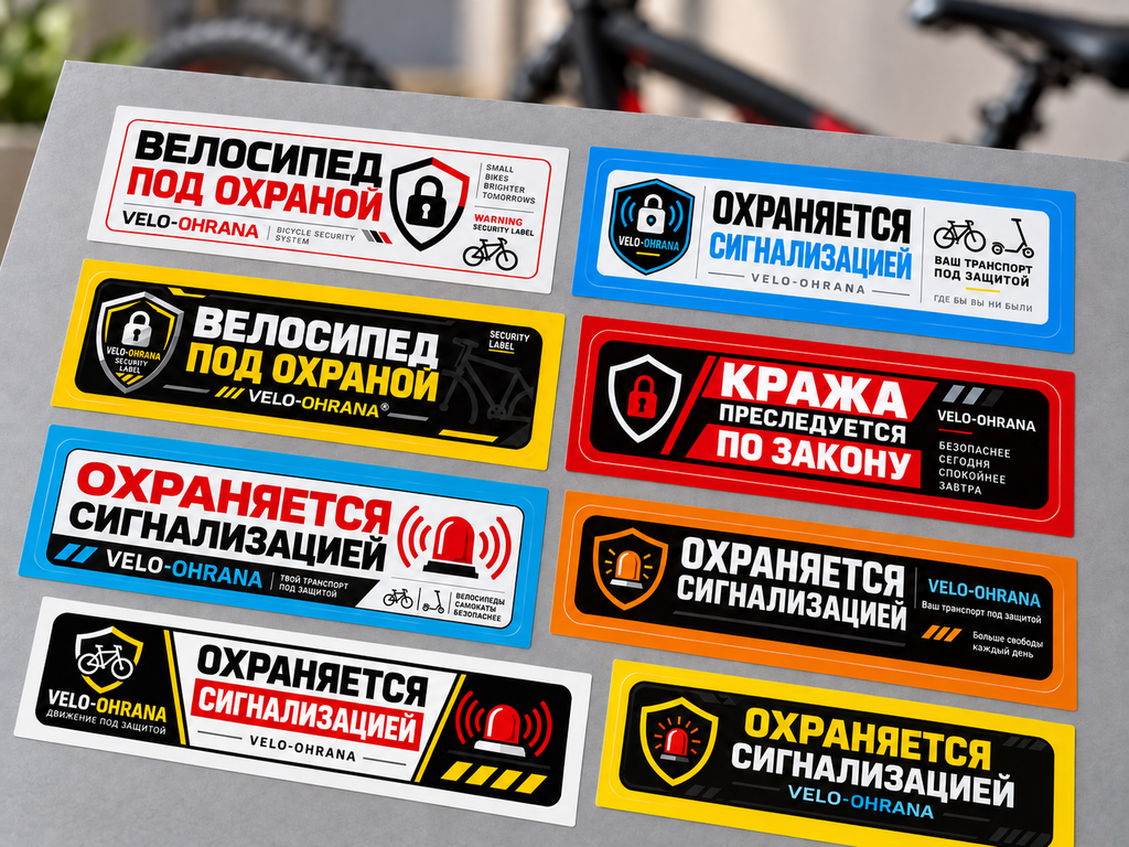 Набор защитных наклеек для велосипеда Velo-ohrana (8 шт.)